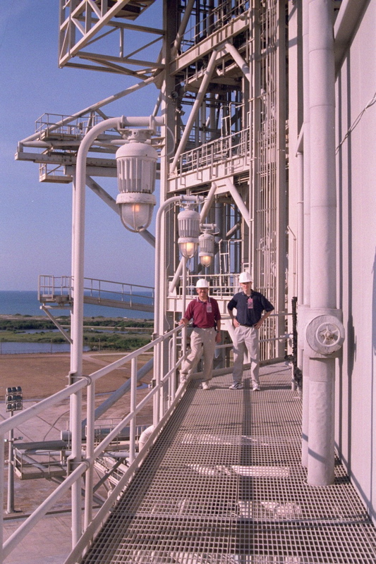 Aaron and his father on the catwalk.