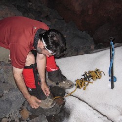 John Attaching His Crampons