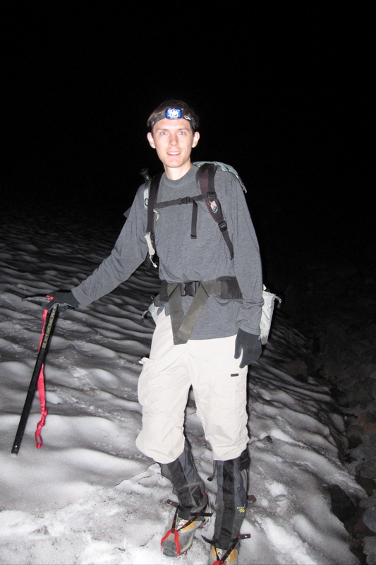 Aaron with his crampons