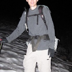 Aaron with his crampons