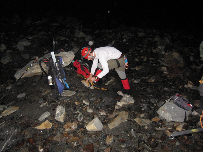 John attaching his Crampons