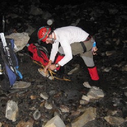 John attaching his Crampons