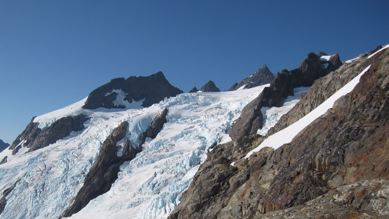 Blue Glacier Ice Falls (from Snow Dome Face, HD)