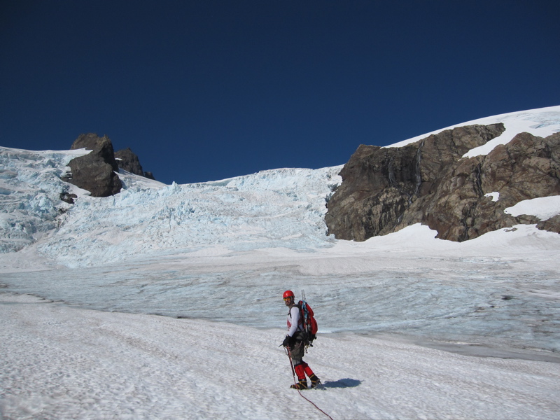 Mountaineer Jon and Blue Glacier Ice Falls