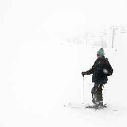 Dad in whiteout on The East Mile.